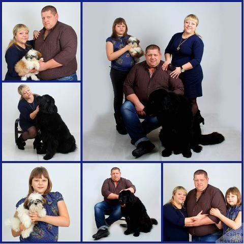 Фото: ньюфаундленд Intriga Nochi ot Marleon Dusvik (Интрига Ночи от Марлеон Дусвик), Oksana Konopel'ceva (Оксана Конопельцева), и вся семья