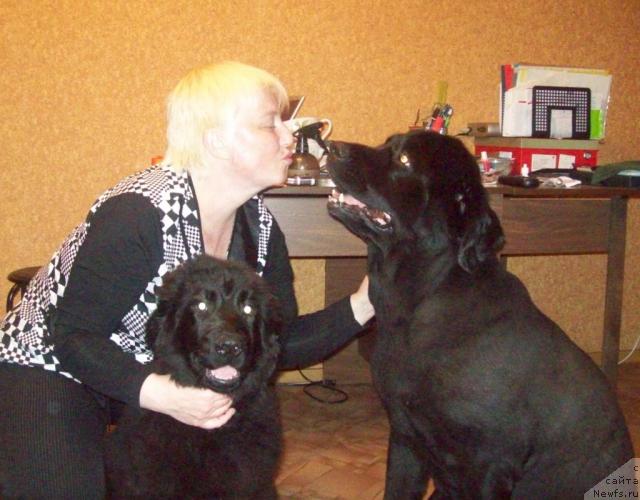 Фото: Elena Morozik (Елена Морозик), ньюфаундленд Lyubov' Zemnaya (Любовь Земная), ньюфаундленд Peter-Bear Ponki Rifer Sit (Петер-Беар Понки Рифер Сит)